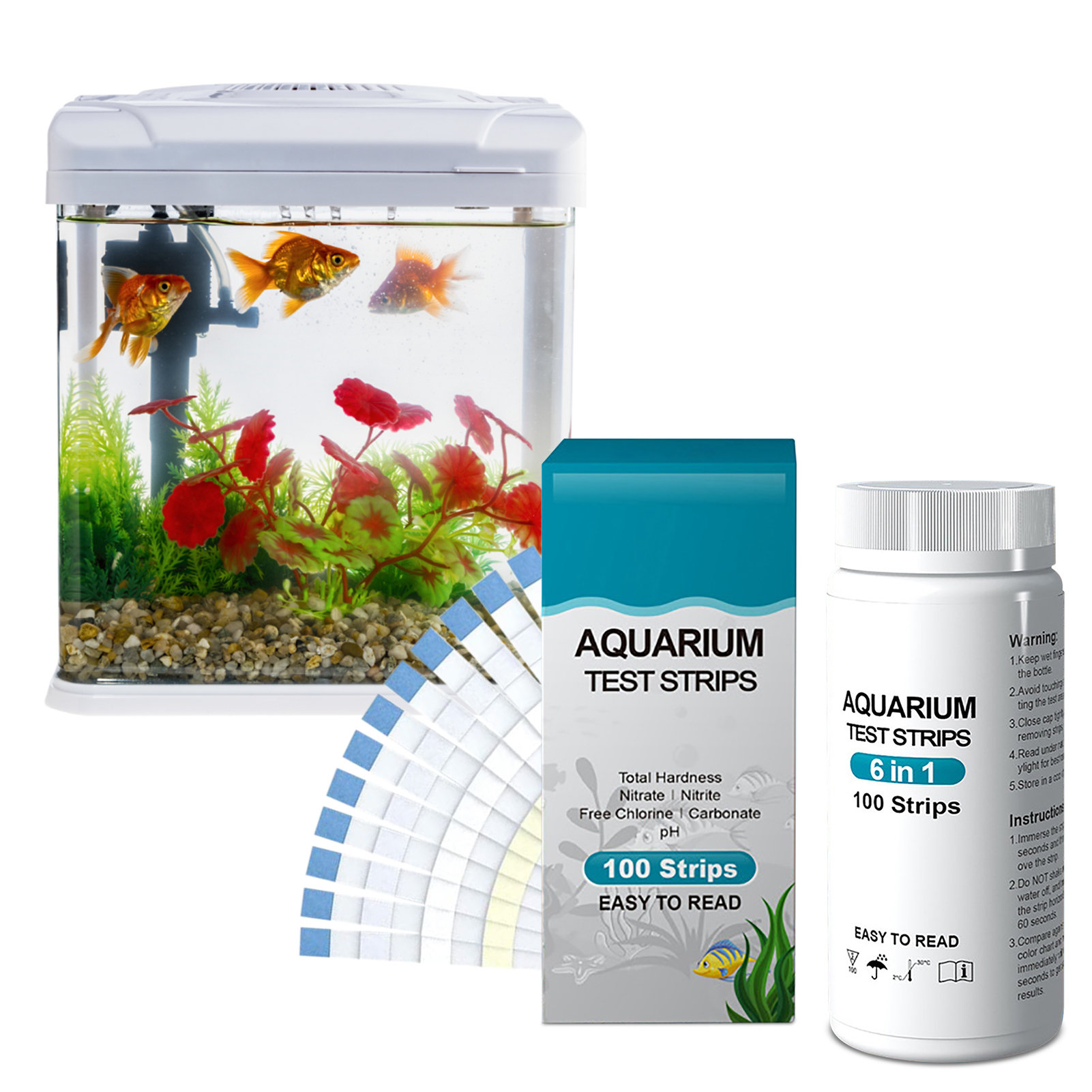 Water Testing Kit - 100 Buah 6-In-1 Kit Strip Tes